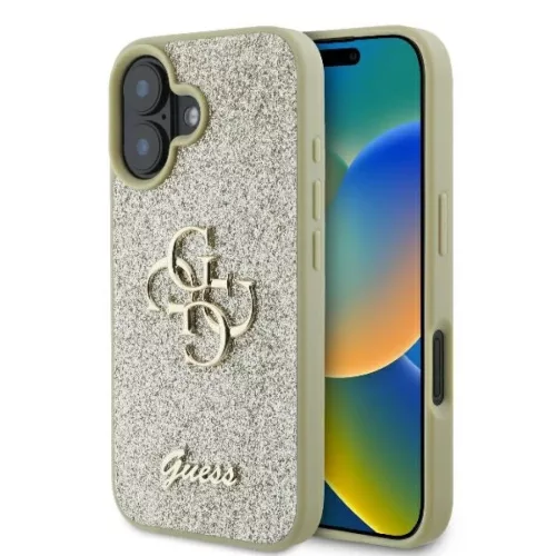 iPhone 16 Plus Arany Original Case GUESS hardcase Fixed Glitter Big 4G GUHCP16MHG4SGD tok