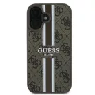 iPhone 16 Plus barna Original Guess 4G Nyomott Csíkos MagSafe GUHMP16MP4RPSW tok