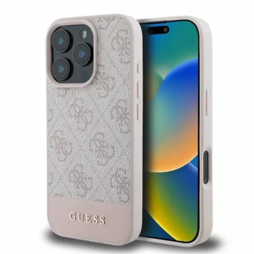 iPhone 16 Pro rózsaszín Guess Eredeti kemény tok 4G Alsó Csík GUHCP16LG4GLPI