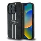 iPhone 16 Pro fekete Eredeti Guess keménytok 4G Nyomtatott Csíkok MagSafe GUHMP16LP4RPSK tok