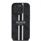 iPhone 16 Pro fekete Eredeti Guess keménytok 4G Nyomtatott Csíkok MagSafe GUHMP16LP4RPSK tok