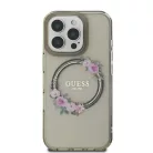 iPhone 16 Pro Fekete Original Case GUESS IML Flowers Wreath Magsafe GUHMP16LHFWFCK tok