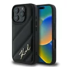 iPhone 16 Pro Fekete Eredeti Pouch KARL LAGERFELD keménytok Steppelt Signature KLHCP16LPQDSMGK tok