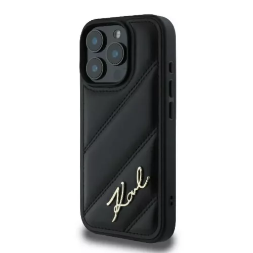 iPhone 16 Pro Fekete Eredeti Pouch KARL LAGERFELD keménytok Steppelt Signature KLHCP16LPQDSMGK tok