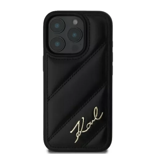 iPhone 16 Pro Fekete Eredeti Pouch KARL LAGERFELD keménytok Steppelt Signature KLHCP16LPQDSMGK tok