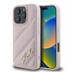   iPhone 16 Pro Pink Eredeti Pouch KARL LAGERFELD keménytok Steppelt Signature KLHCP16LPQDSMGP tok