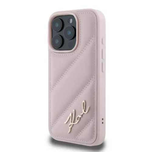 iPhone 16 Pro Pink Eredeti Pouch KARL LAGERFELD keménytok Steppelt Signature KLHCP16LPQDSMGP tok