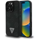 iPhone 16 Pro fekete Eredeti Guess Grained Hot Stamp Peony Triangle Logo MagSafe tok