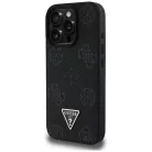 iPhone 16 Pro fekete Eredeti Guess Grained Hot Stamp Peony Triangle Logo MagSafe tok