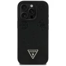 iPhone 16 Pro fekete Eredeti Guess Grained Hot Stamp Peony Triangle Logo MagSafe tok