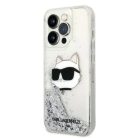 Original Pouch KARL LAGERFELD Glitter Choupette Head KLHCP14LLNCHCS iPhone 14 Pro tok ezüst