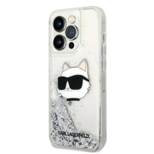 Original Pouch KARL LAGERFELD Glitter Choupette Head KLHCP14LLNCHCS iPhone 14 Pro tok ezüst