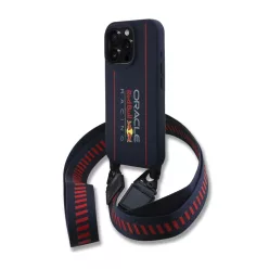   Red Bull Szilikon Függőleges Logó MagSafe Tok + Vállpánt iPhone 16 Pro-hoz, Sötétkék tok