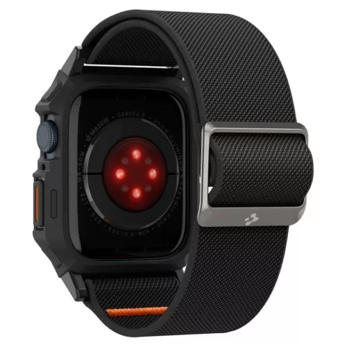 Apple Watch 4 / 5 / 6 / 7 / 8 / 9 / SE (44 / 45 mm) Spigen Lite Fit Pro tok pánttal - matt fekete