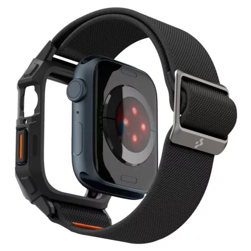 Apple Watch 4 / 5 / 6 / 7 / 8 / 9 / SE (44 / 45 mm) Spigen Lite Fit Pro tok pánttal - matt fekete