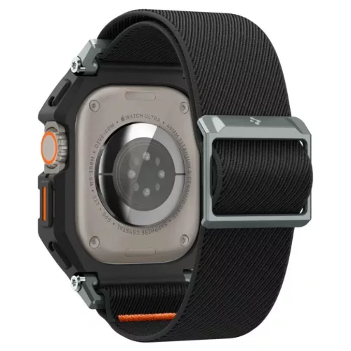 Apple Watch Ultra 1 / 2 / 3 (49 mm) matt fekete Spigen Lite Fit Pro tok szíjjal
