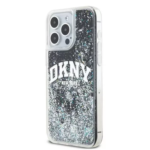 Eredeti DKNY kemény tok folyékony csillogás nagy logóval DKHCP13XLBNAEK iPhone 13 Pro Max fekete tok