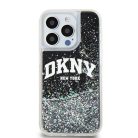 Eredeti DKNY Liquid Glitter Nagy Logós Merev Tok iPhone 14 Pro fekete