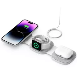   Tech-Protect QI15W-A32 3in1 induktív töltő MagSafe funkcióval okostelefonhoz / Apple Watch-hoz / AirPods-hoz - szürke