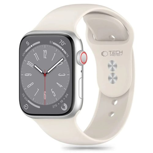 Tech-Protect szilikon szíj Apple Watch 4 / 5 / 6 / 7 / 8 / 9 / 10 / 11 / SE (38 / 40 / 41 mm) - Bézs