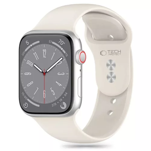 Tech-Protect szilikon szíj Apple Watch 4 / 5 / 6 / 7 / 8 / 9 / 10 / 11 / SE (38 / 40 / 41 mm) - Bézs