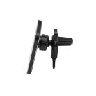 Forever autós telefontartó légbefúvóra MACH-100 mágneses vezeték nélküli töltéssel fekete 15W