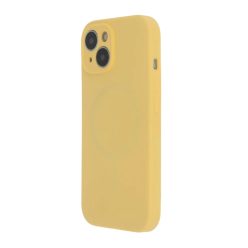   Soft Touch mágnes tok iPhone 15 Pro Max 6,7" pasztell sárga tok,