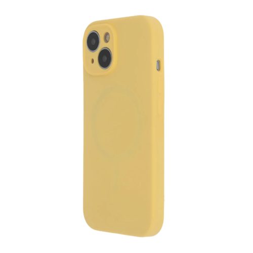 Soft Touch mágnes tok iPhone 15 Pro Max 6,7" pasztell sárga tok,