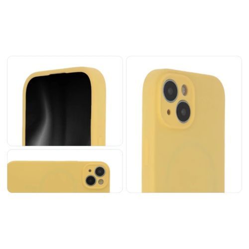 Soft Touch mágnes tok iPhone 15 Pro Max 6,7" pasztell sárga tok,