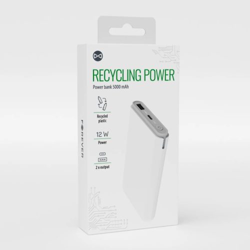 Forever újrahasznosított powerbank 5000 mAh RPB-05-18,5