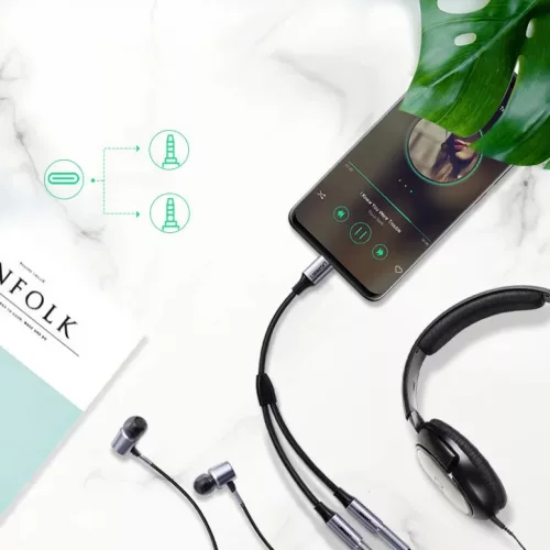 Ugreen USB Type-C 2x 3.5 mm mini jack elosztó/átalakító kábel 20 Cm szürke (30732)