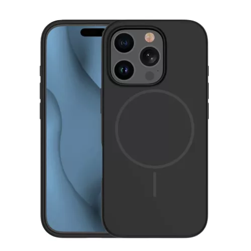 Szilikon Vékony Mágneses tok iPhone 16 6,1"-hez fekete