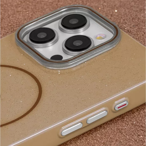 Glitter Vékony Mágneses tok iPhone 16 Pro 6,3" barna tok