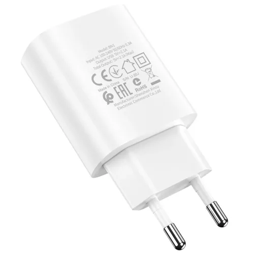 Borofone BN1 Hálózati töltő adapter USB 2.1A + USB Type-C kábel fehér