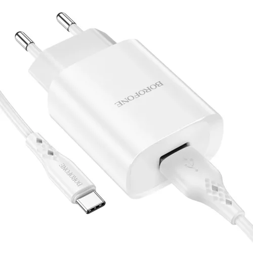 Borofone BN1 Hálózati töltő adapter USB 2.1A + USB Type-C kábel fehér