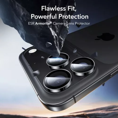 Apple iPhone 14 Pro / Pro Max / 15 Pro / Pro Max / 16 Pro / Pro Max / 17 Pro / Pro Max Fekete ESR Armorite Kamera Védő üvegfólia