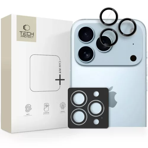 iPhone 14 Pro / Max / 15 Pro / Max / 16 Pro / Max / 17 Pro / Max Fekete Tech-protect Camring Fit+ üvegfólia