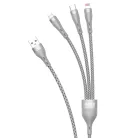 Dudao 3in1 USB kábel - Lightning / micro USB / USB Type-C 65W 1.2m szürke (L20X)