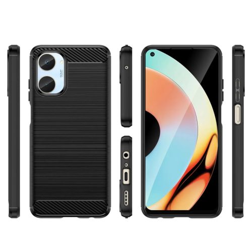 Realme 10 Carbon szénszál mintájú TPU tok fekete