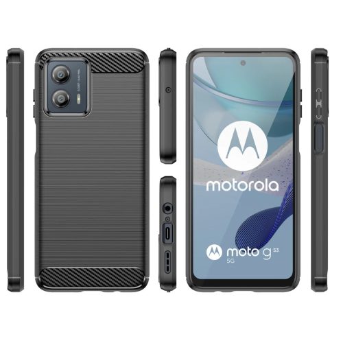 Motorola Moto G53 Carbon szénszál mintájú TPU tok fekete