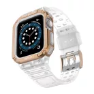 Apple Watch 8/7/6/5/4/3/2 / SE (41/40 / 38mm) Armored Óraszíj és Tok Átlátszó / Bronz