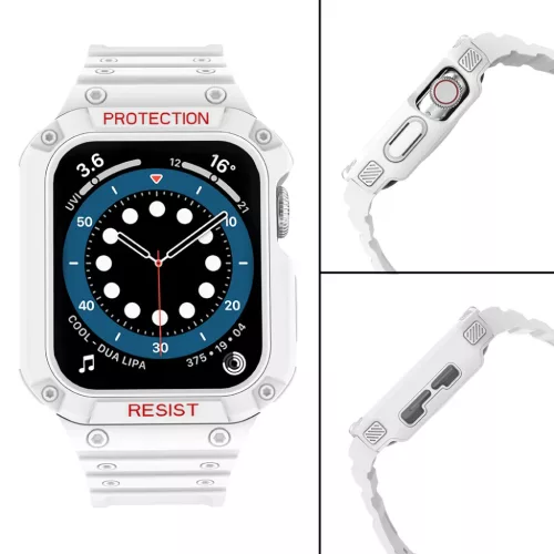 Apple Watch 8/7/6/5/4/3/2 / SE (41/40 / 38mm) Armored Óraszíj és Tok Fehér