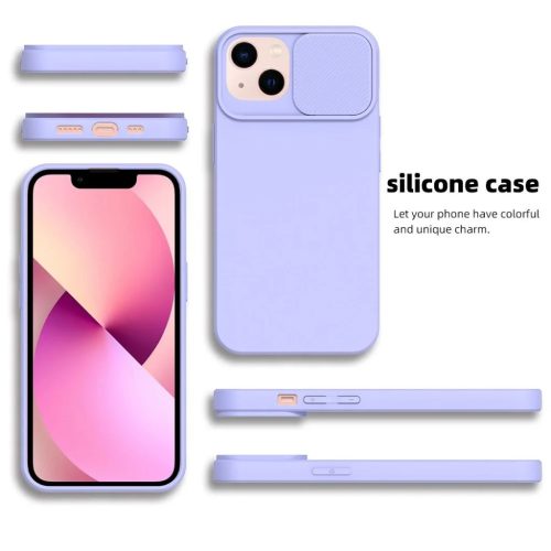 iPhone 15 Pro Max SLIDE Case tok, telefontok kameralencse védővel levendula