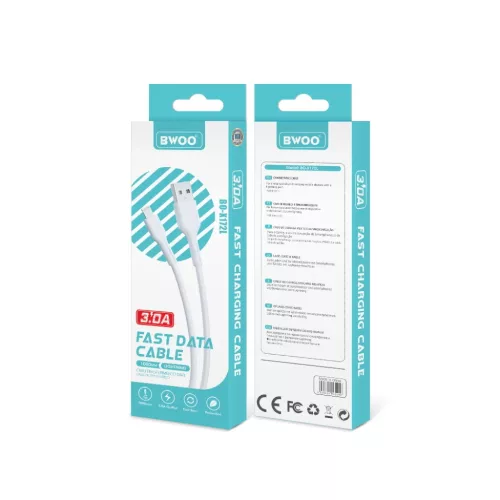 BWOO X172L USB - Lightning kábel 1,0m 3A fehér