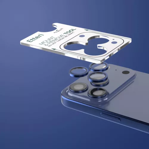 iPhone 17 Pro / 17 Pro Max kamera lencsevédő üvegfólia kék