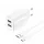 Foneng fali töltő EU63 - 2xUSB - 12W USB-ről Type C kábel fehér