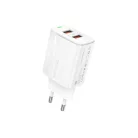 Foneng fali töltő EU63 - 2xUSB - 12W USB-ről Type C kábel fehér