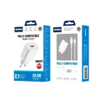 JELLICO hálózati töltő C7 22.5W 1xUSB QC3.0 + USB-C kábel fehér