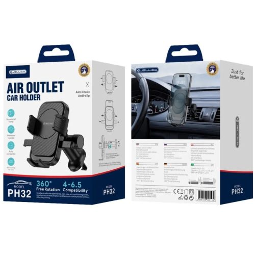 JELLICO autós telefontartó gravitációs szellőzőre PH32 Fekete