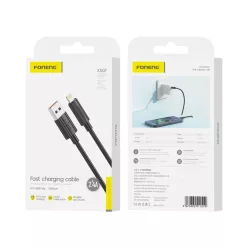 FONENG kábel XS07 Lightning 2.4A 1M Fekete